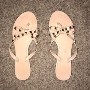Nude Studded Jelly Sandals
